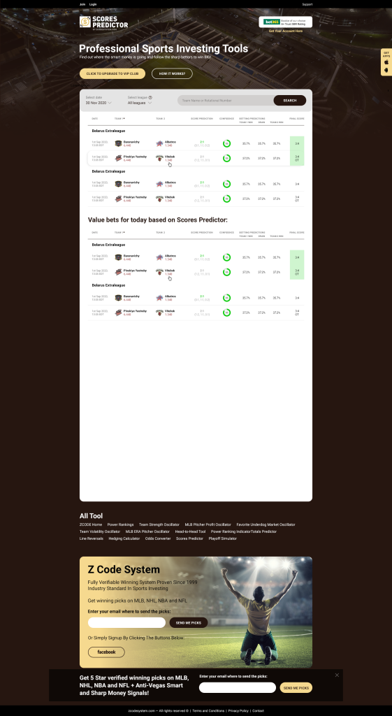 Zcode System Automated Winning Sports Picks Scores_Predictor